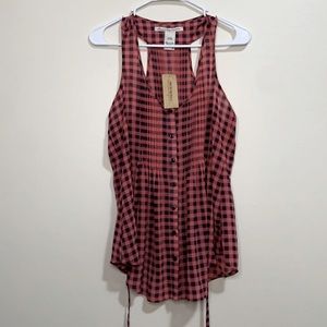 American Rag Cie Checkered Sleeve-less Top